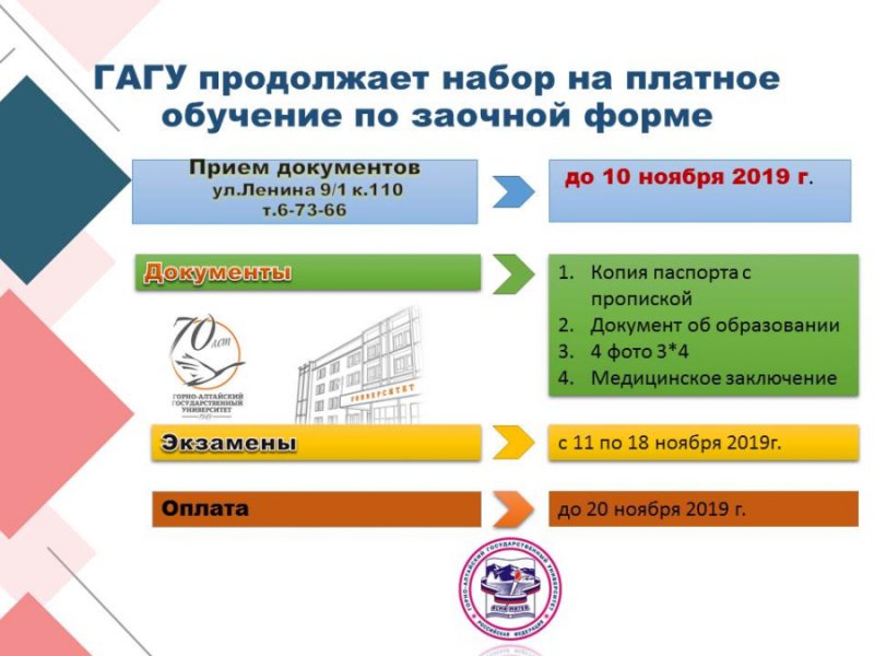 ГАГУ продолжает прием на платное обучение по заочной форме