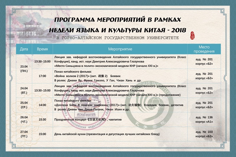 Неделя языка и культуры Китая в ГАГУ